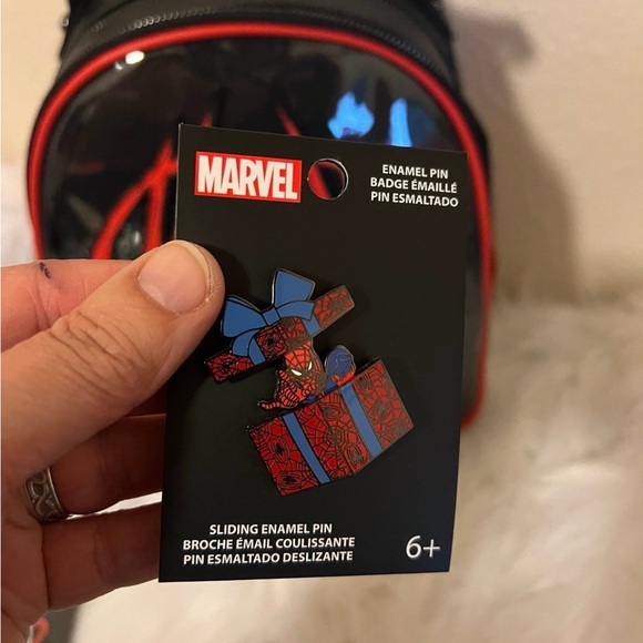 Marvel Spider-Man Miles Morales Logo Mini Backpack & Loungefly Spider-Man Pins - Picture 5 of 11
